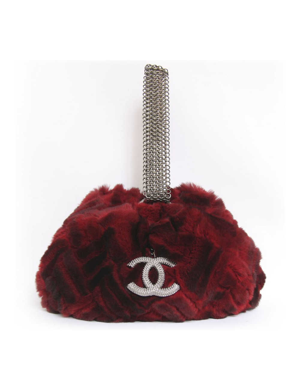 Sac manchon CHANEL fourrure rouge