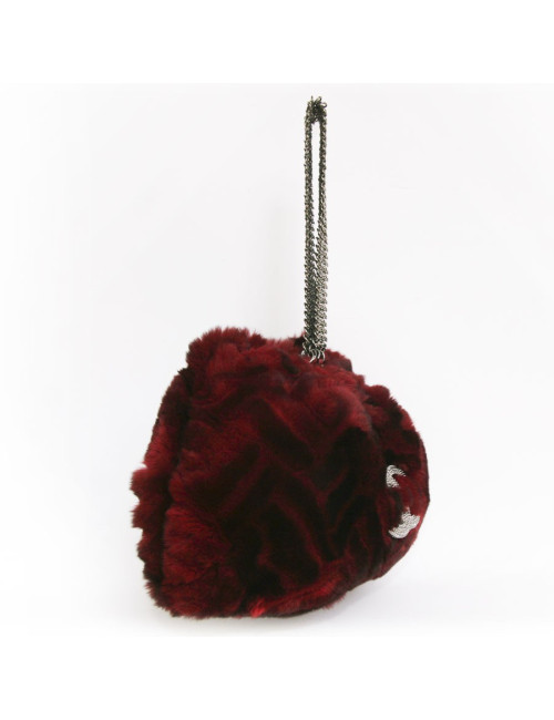 Sac manchon CHANEL fourrure rouge