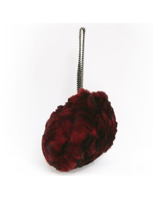 Sac manchon CHANEL fourrure rouge