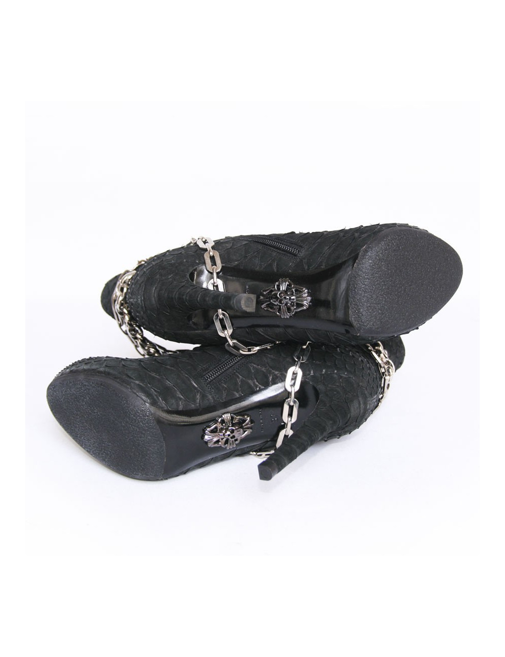 Boots PHILIPP PLEIN T38 piton noir et chaines argentées