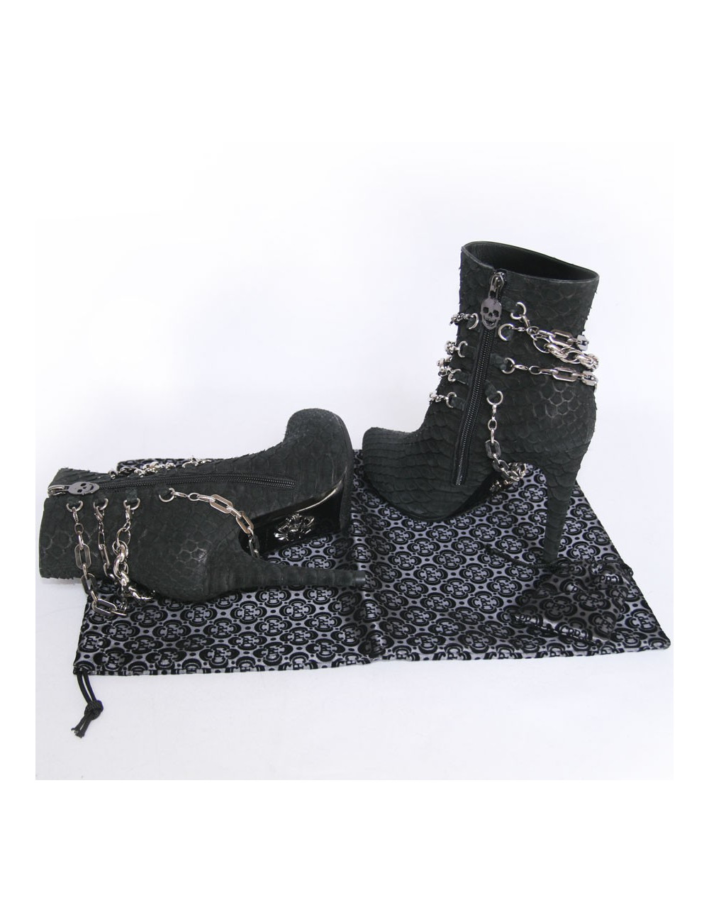 Boots PHILIPP PLEIN T38 piton noir et chaines argentées