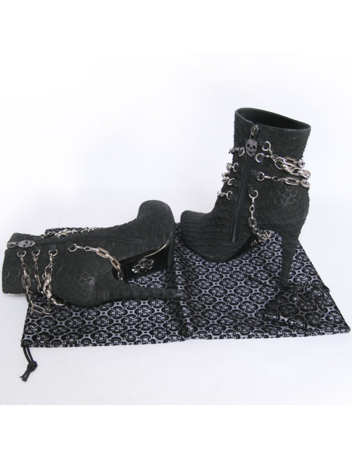 Boots PHILIPP PLEIN T38 piton noir et chaines argentées