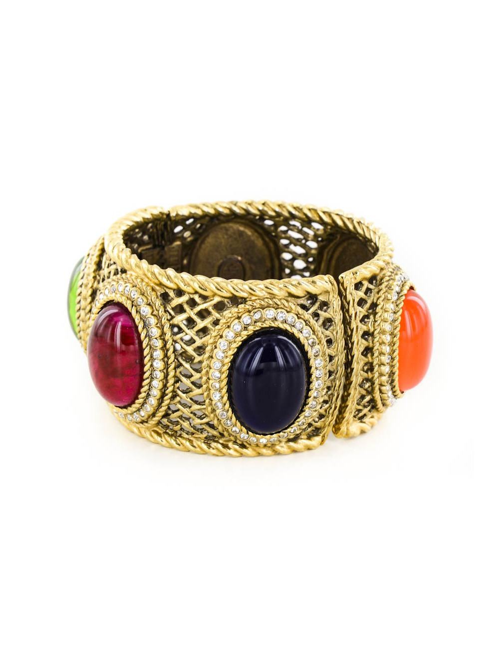 Manchette CHRISTIAN DIOR dorée avec cabochons