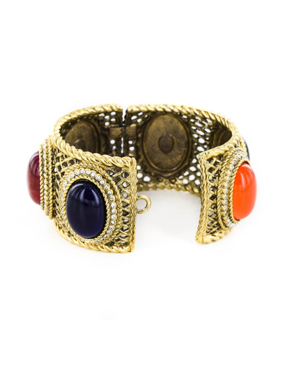 Manchette CHRISTIAN DIOR dorée avec cabochons