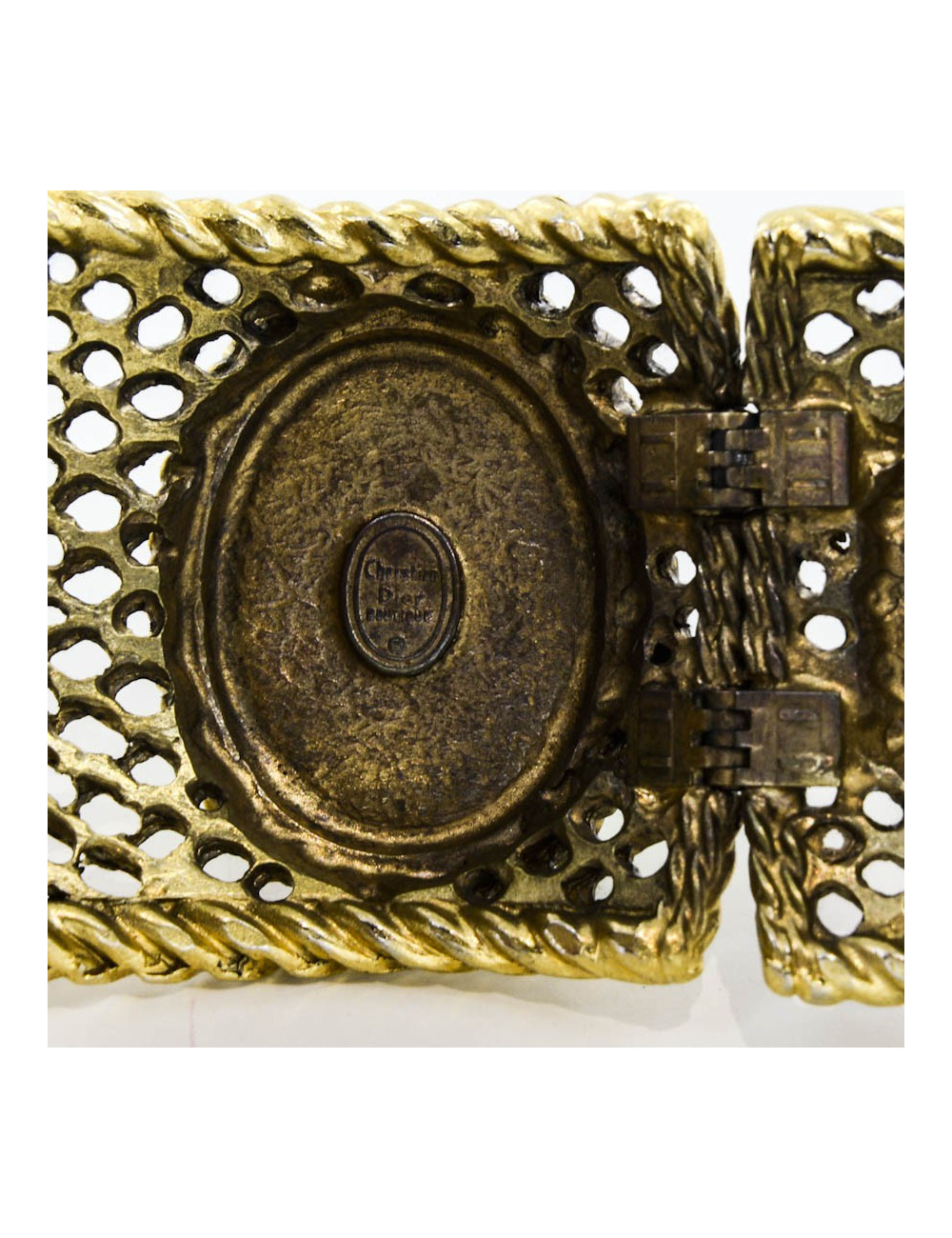 Manchette CHRISTIAN DIOR dorée avec cabochons