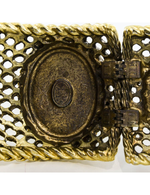 Manchette CHRISTIAN DIOR dorée avec cabochons