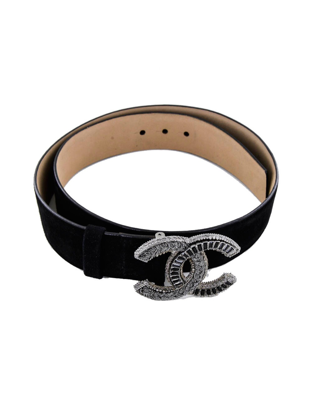 Ceinture CHANEL suède noire  CC bijou