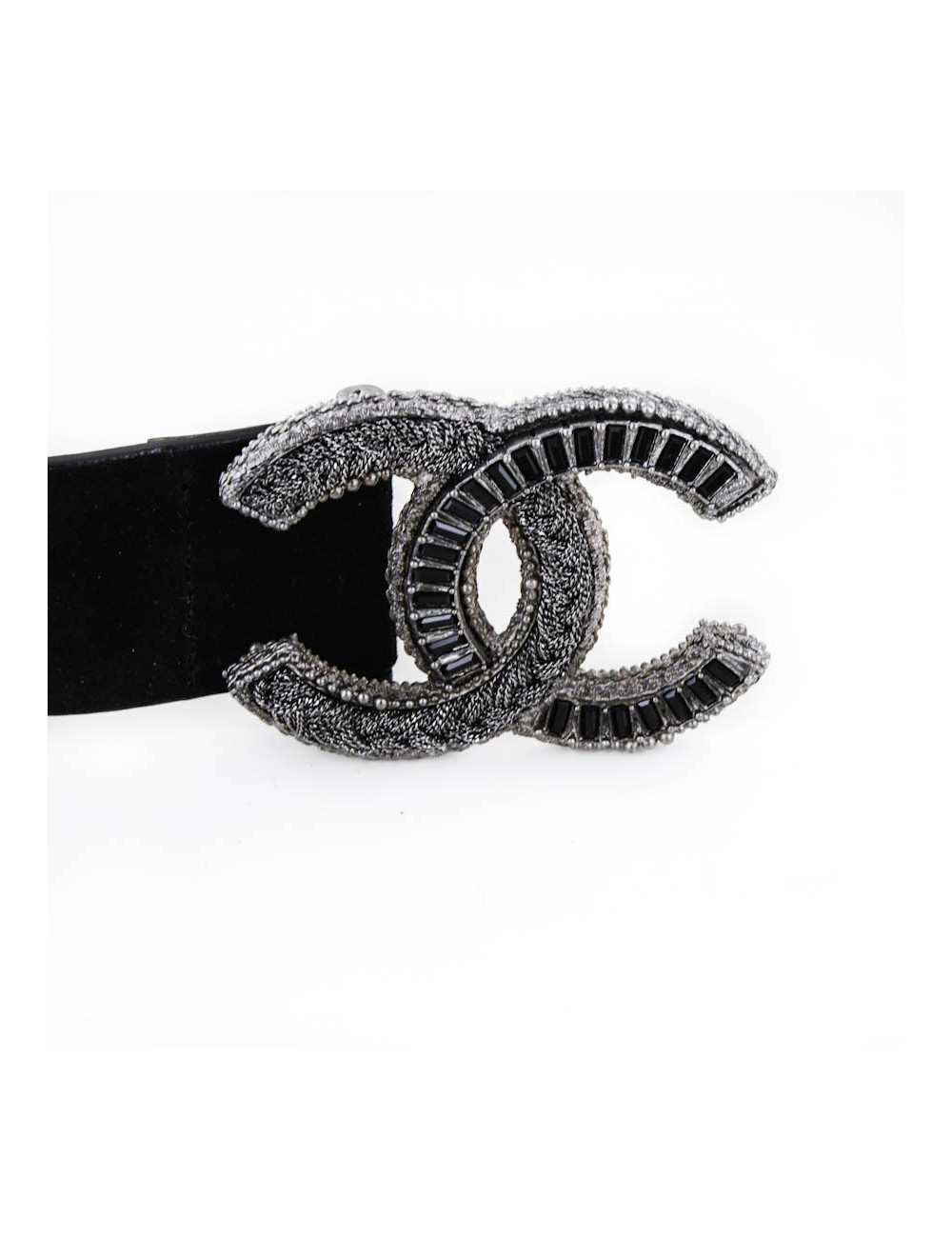 Ceinture CHANEL suède noire  CC bijou