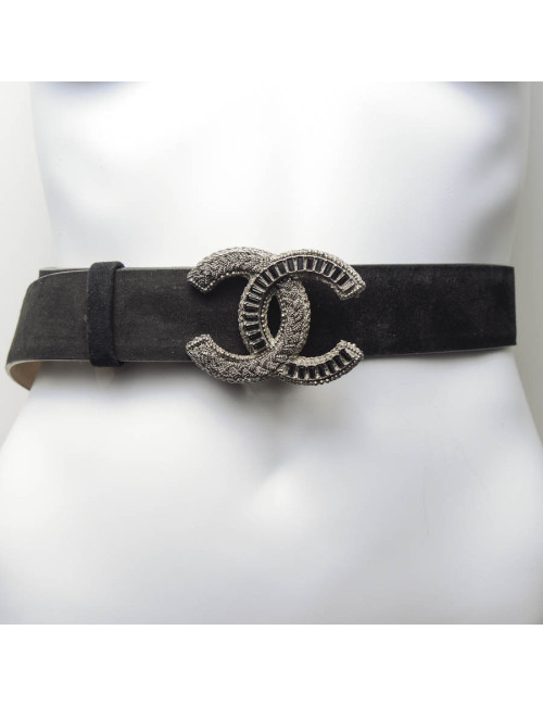Ceinture CHANEL suède noire  CC bijou