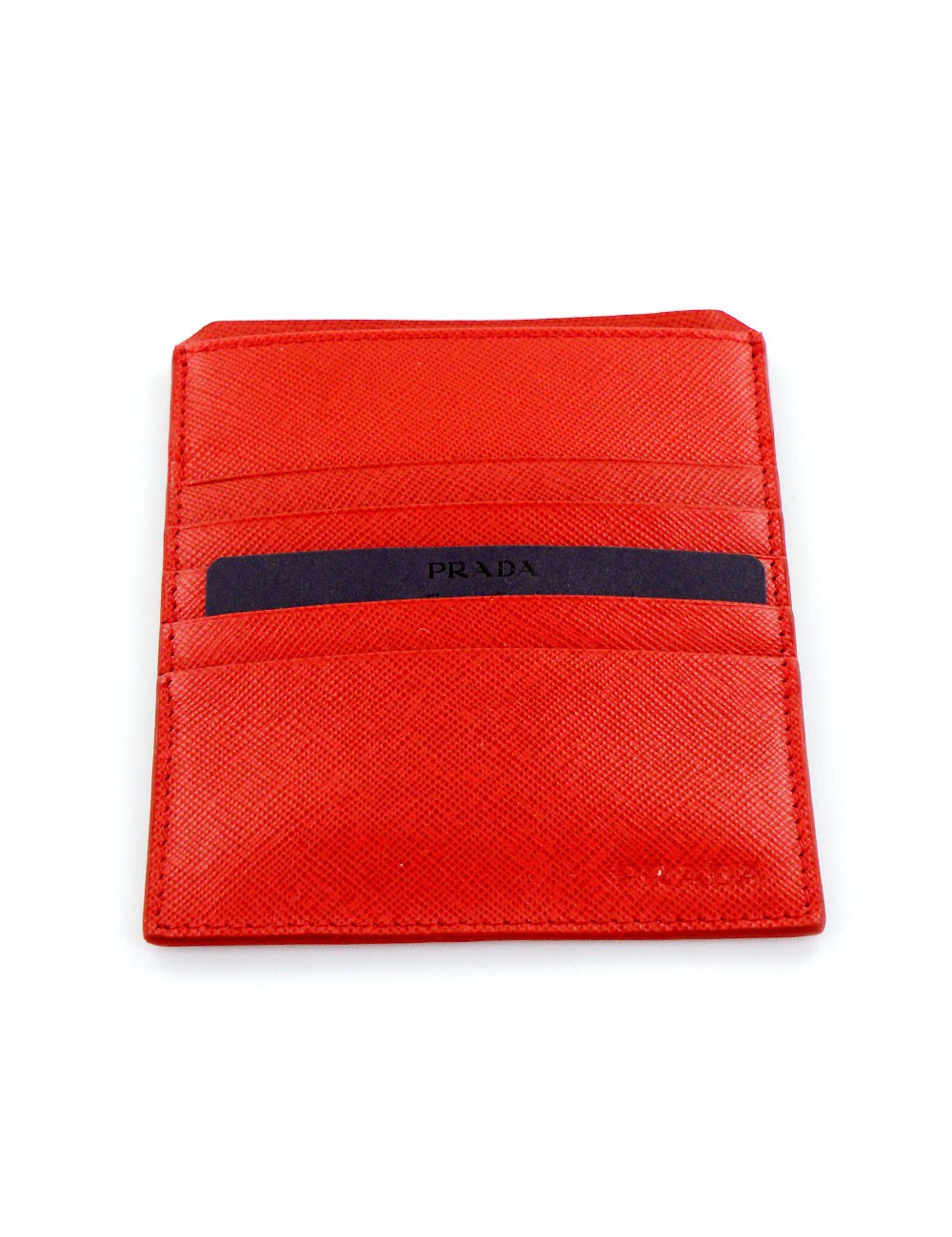 Porte-carte PRADA cuir grainé bordeaux