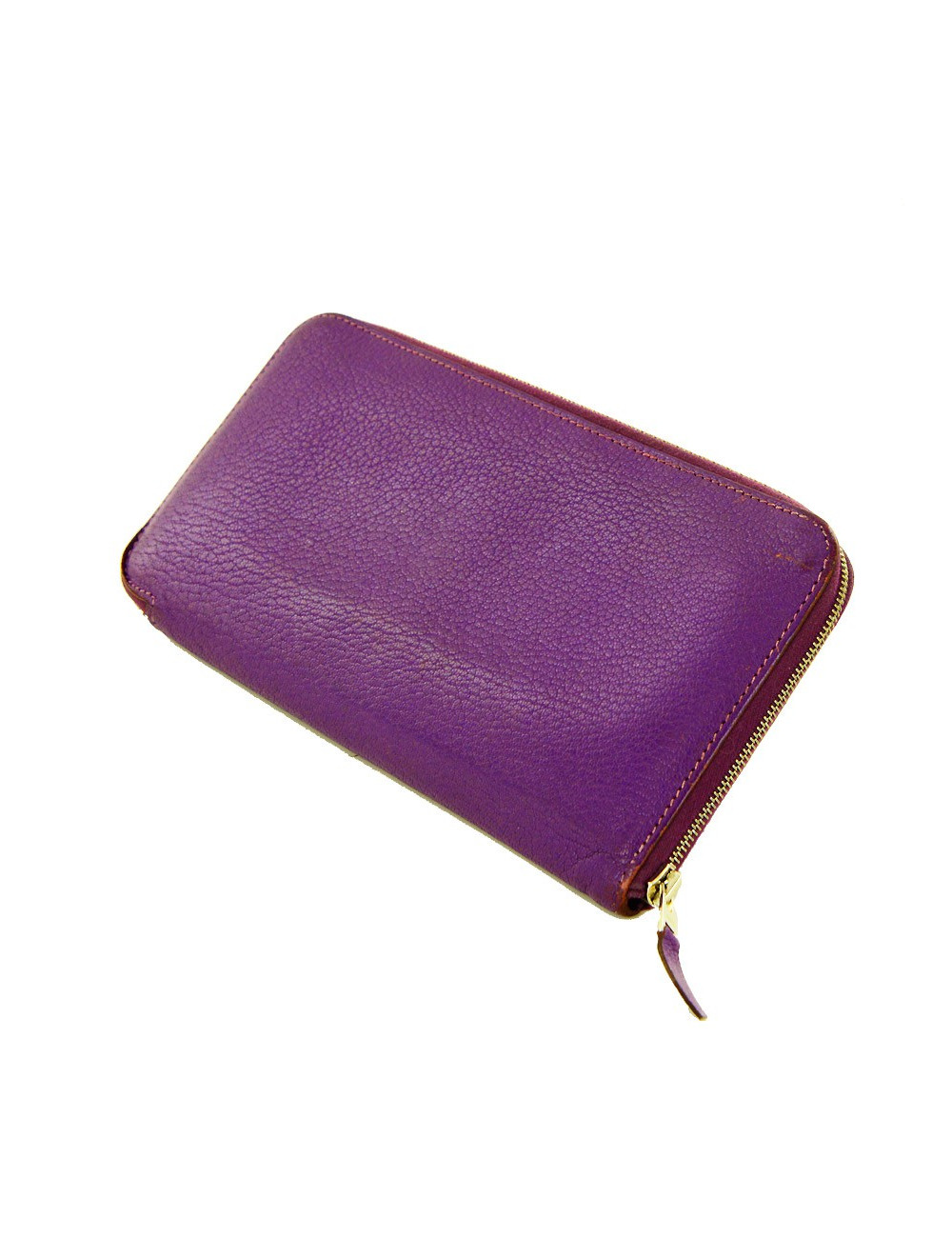 Porte-carte "Compagnon" HERMES cuir grainé violet
