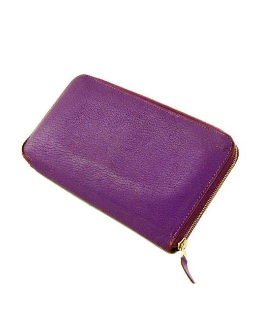 Porte-carte "Compagnon" HERMES cuir grainé violet