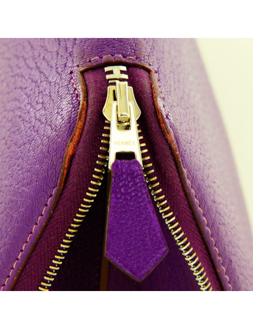 Porte-carte HERMES cuir grainé violet