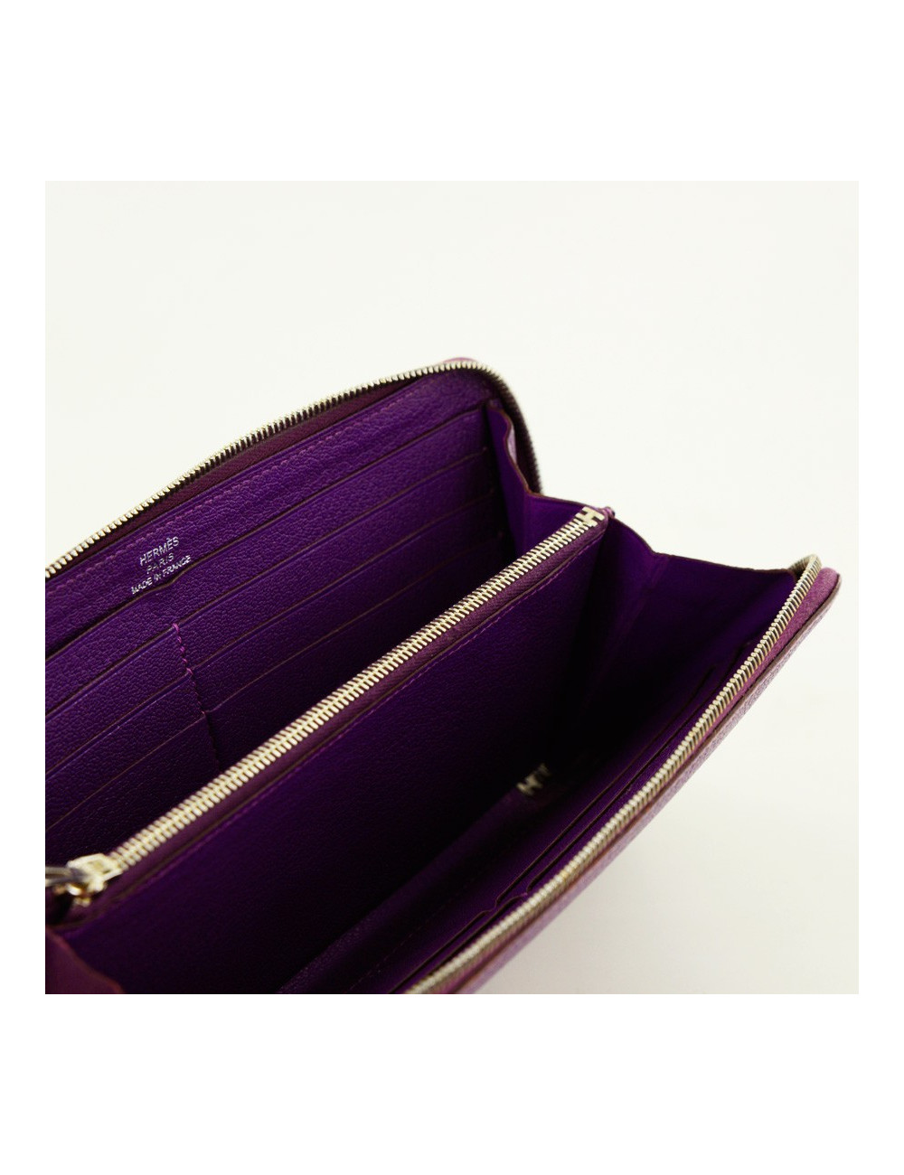 Porte-carte "Compagnon" HERMES cuir grainé violet