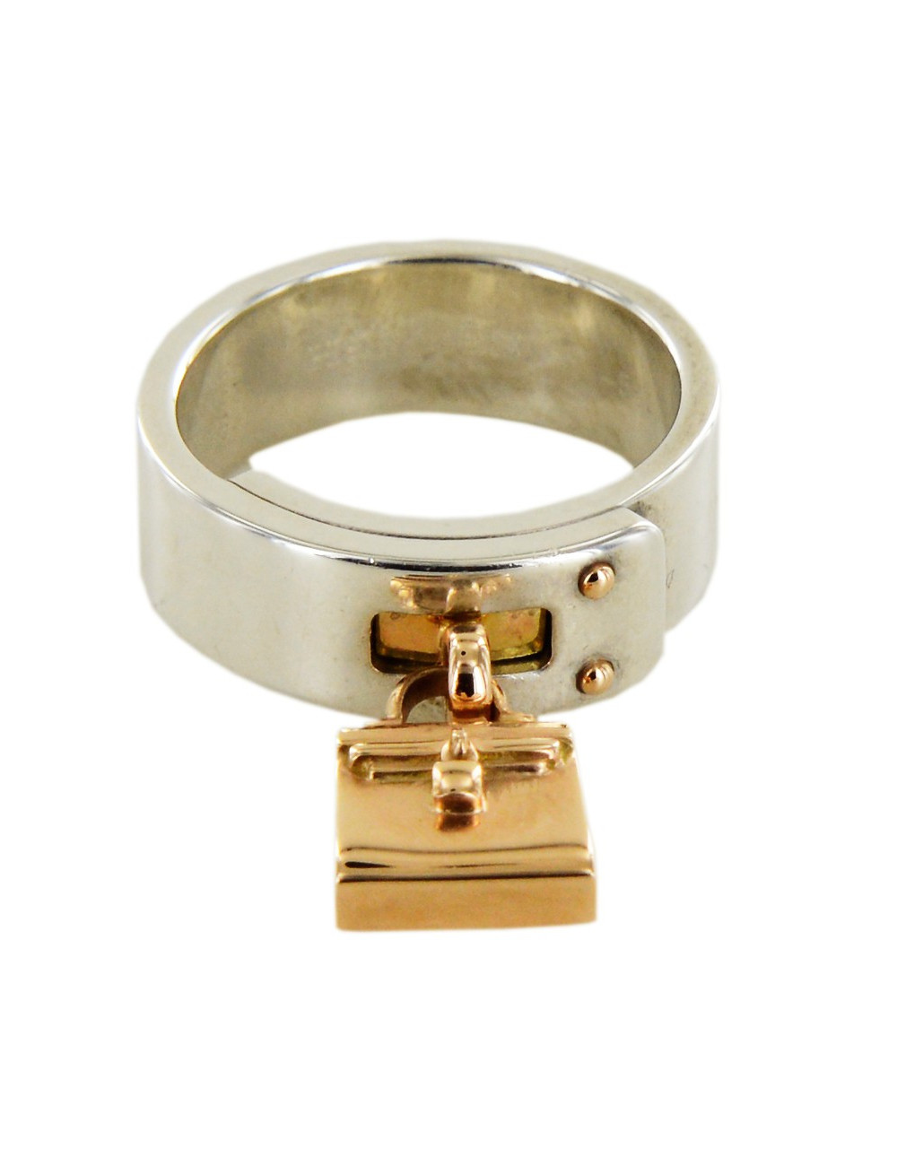 Bague "amulettes" HERMES argent et or rose 