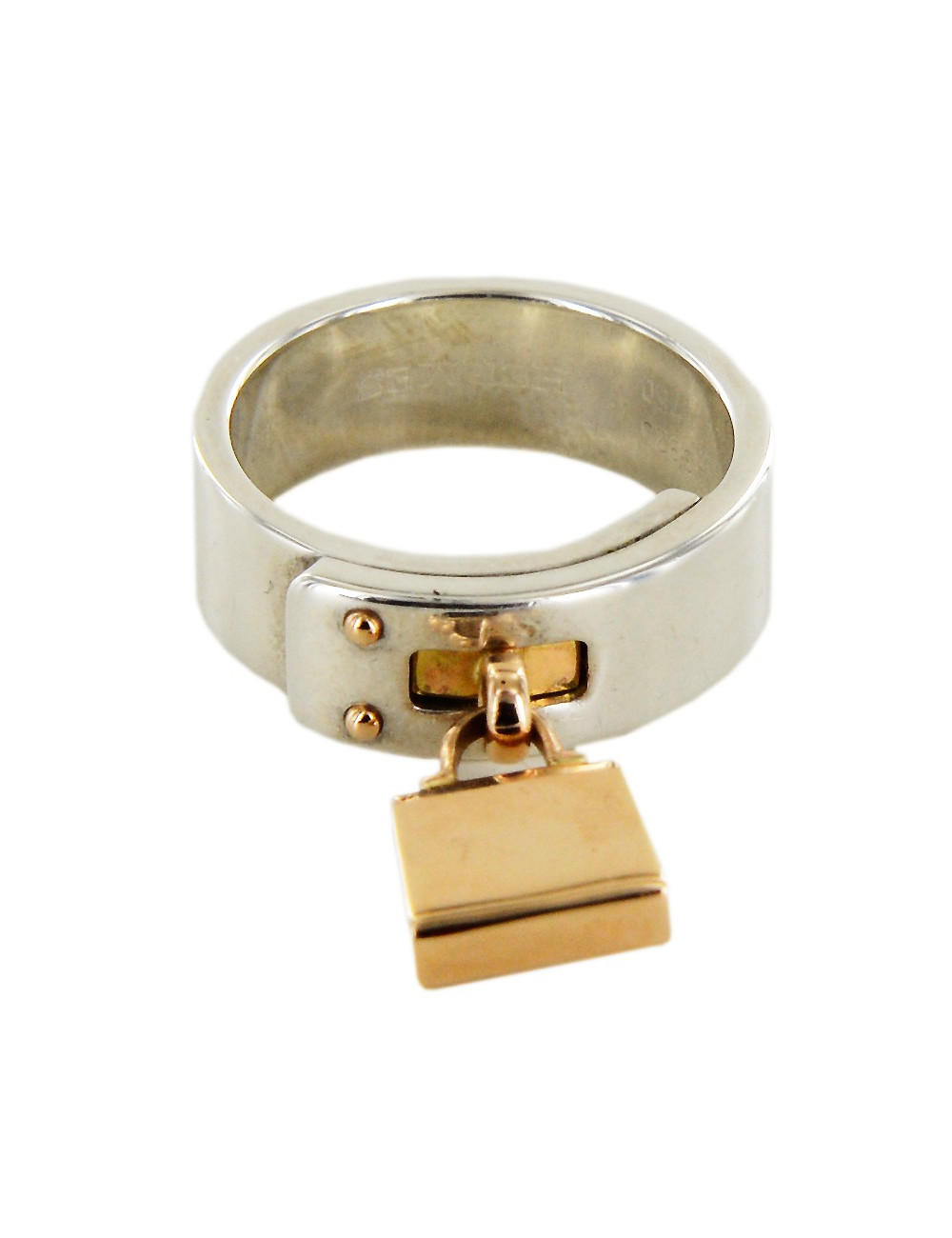 Bague "amulettes" HERMES argent et or rose 