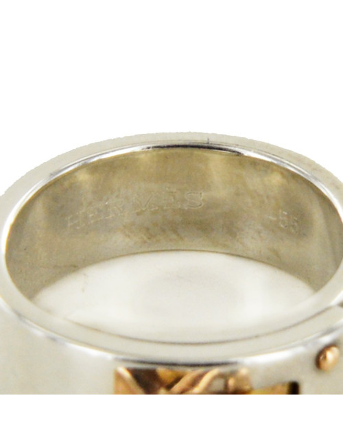 Bague "amulettes" HERMES argent et or rose 