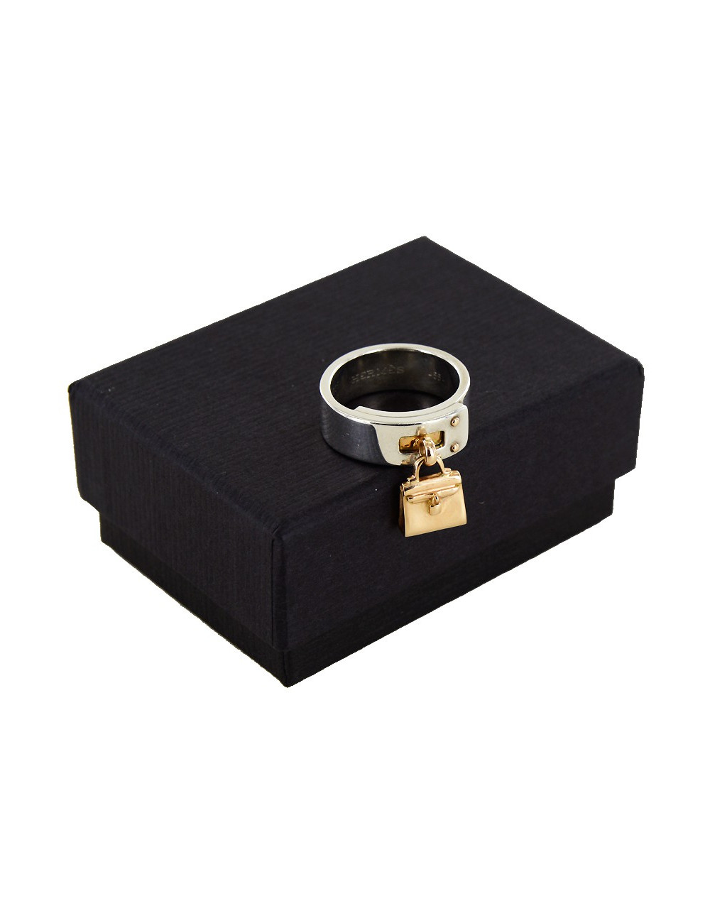 Bague "amulettes" HERMES argent et or rose 