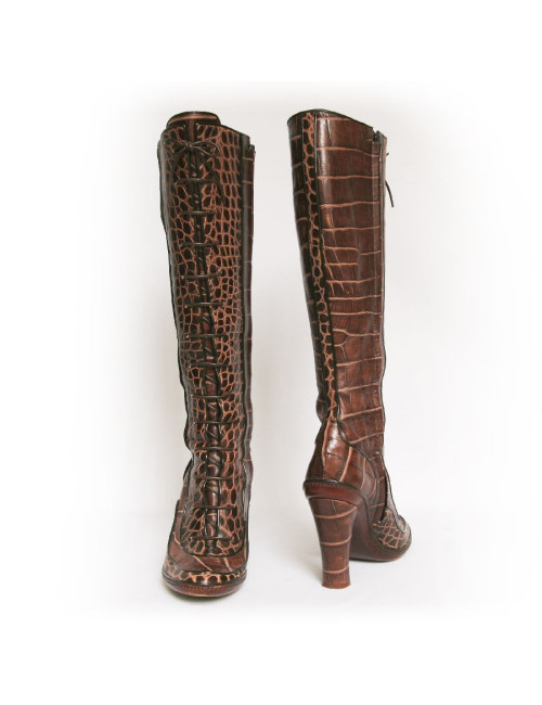 Bottes CELINE T 39  cuir façon croco