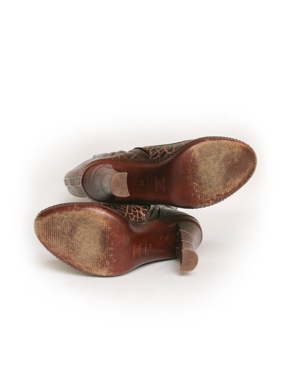 Bottes CELINE T 39  cuir façon croco