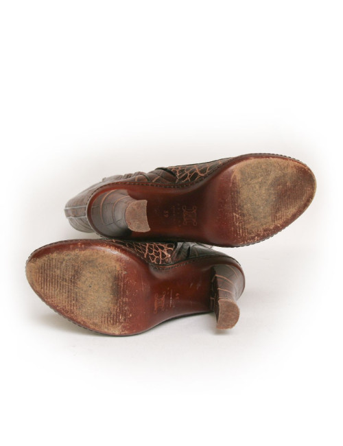 Bottes CELINE T 39  cuir façon croco