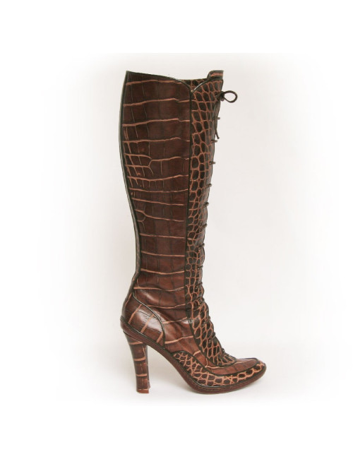 Bottes CELINE T 39  cuir façon croco