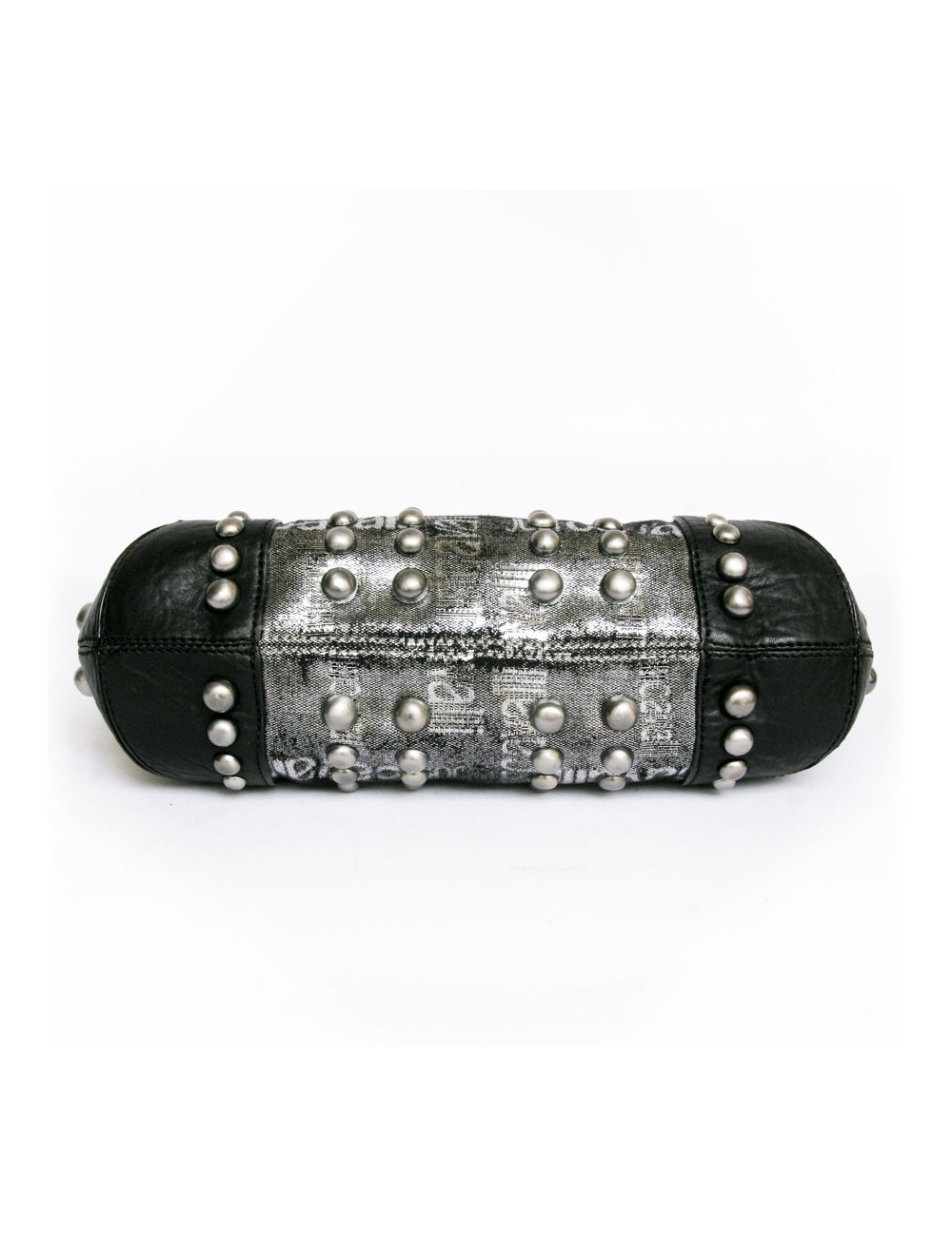 Sac ""Just Cavalli cuir noir et lamé gris