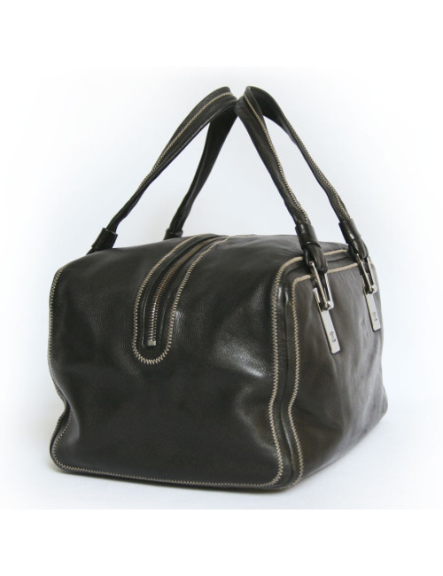 Sac bowling CHANEL en cuir d'agneau noir 