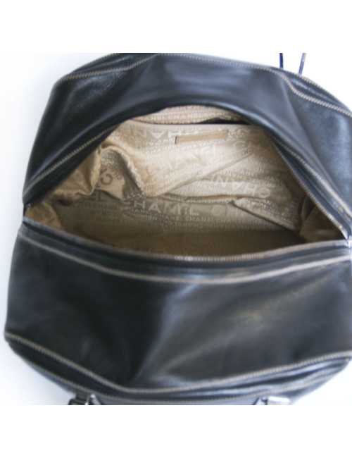 Sac bowling CHANEL en cuir d'agneau noir 