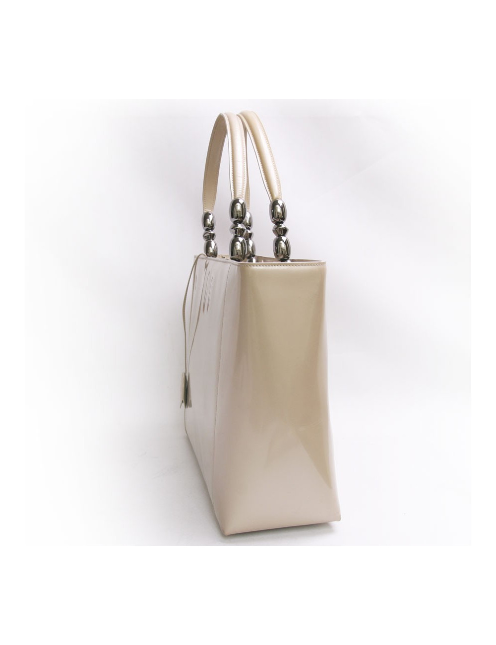 Sac" lady Perla" DIOR en vernis crème GM et son porte-monnaie