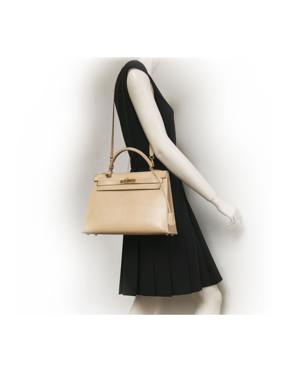 Sac Kelly 32 HERMES cuir box sable