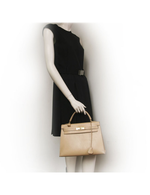Sac Kelly 32 HERMES cuir box sable