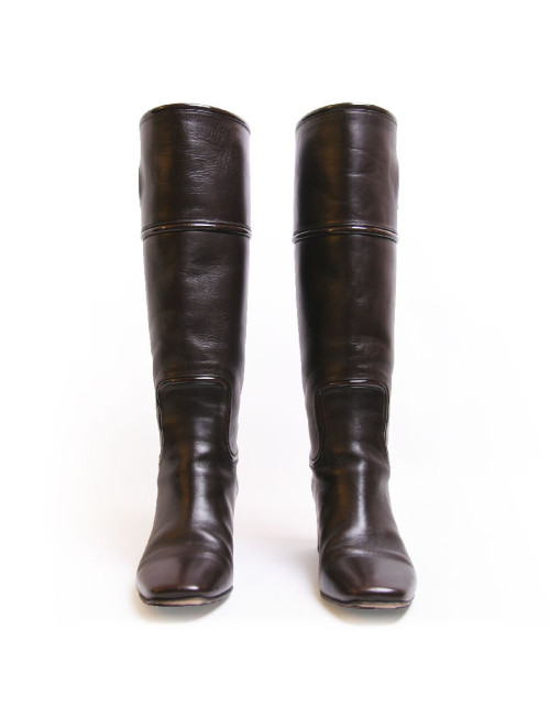 Bottes CHRISTIAN DIOR en cuir marron T38,5