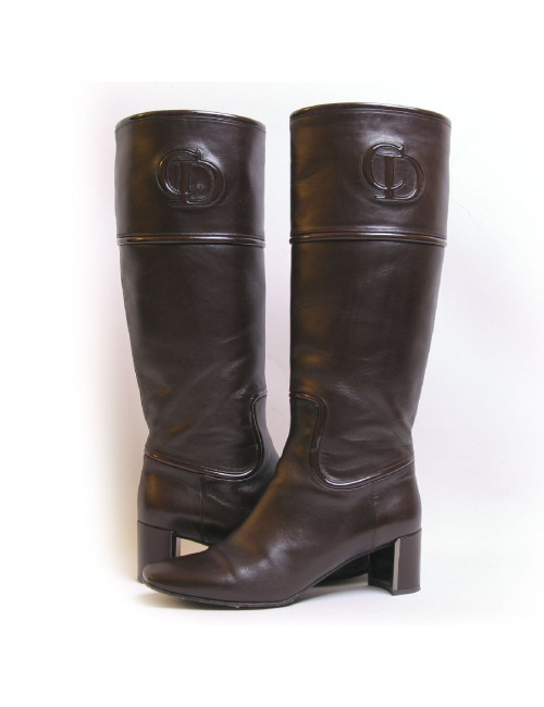 Bottes CHRISTIAN DIOR en cuir marron T38,5