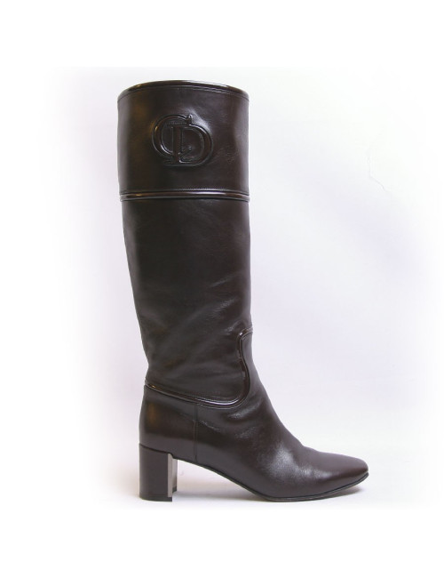 Bottes CHRISTIAN DIOR en cuir marron T38,5