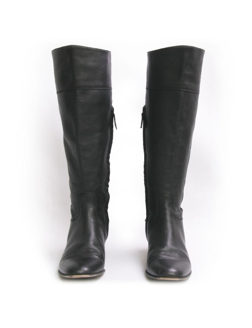 Bottes HERMES en cuir noir T39,5