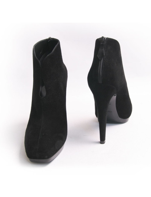 Boots HERMES T38,5 daim noir