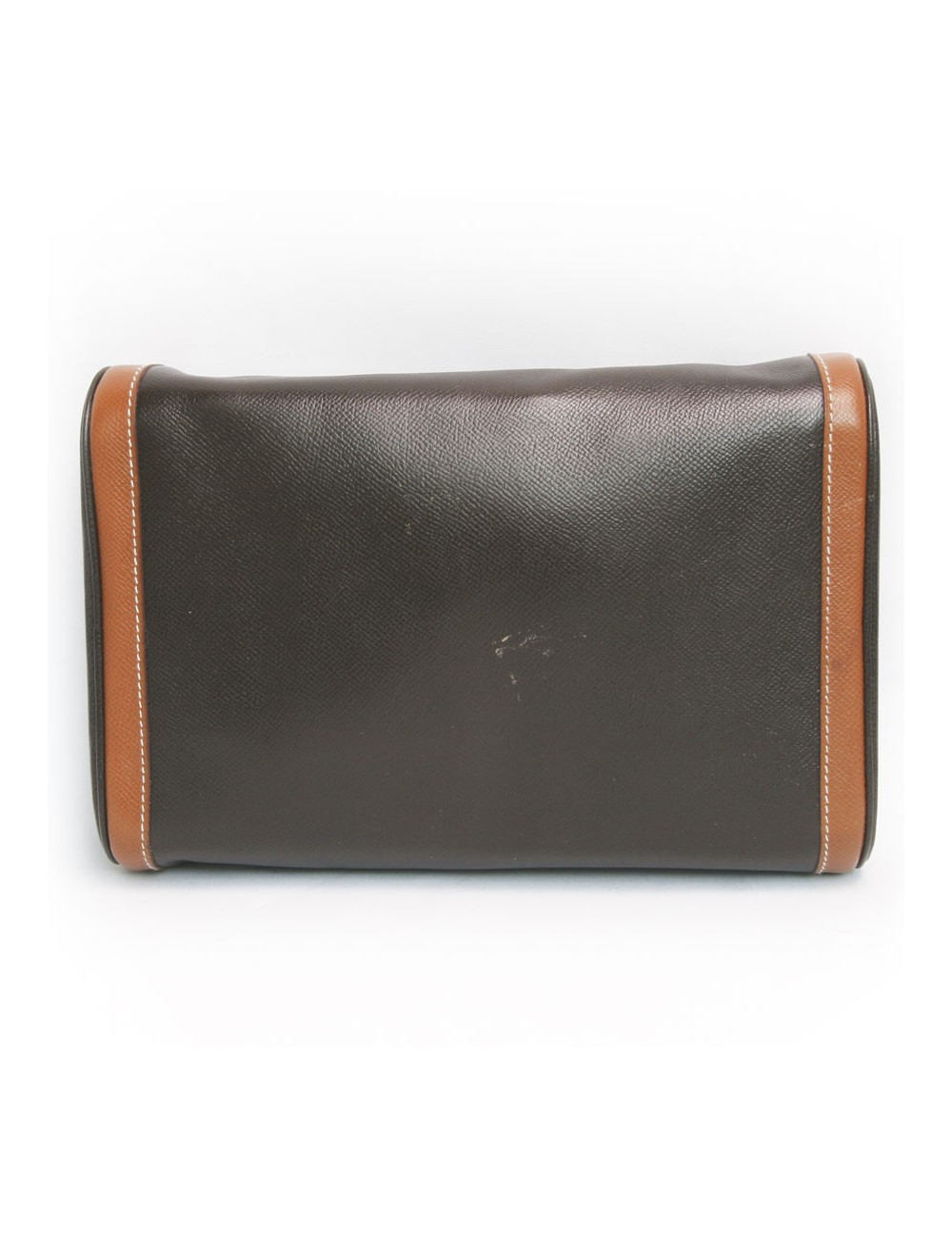 Trousse de toilette HERMES toile et cuir  marron et gold