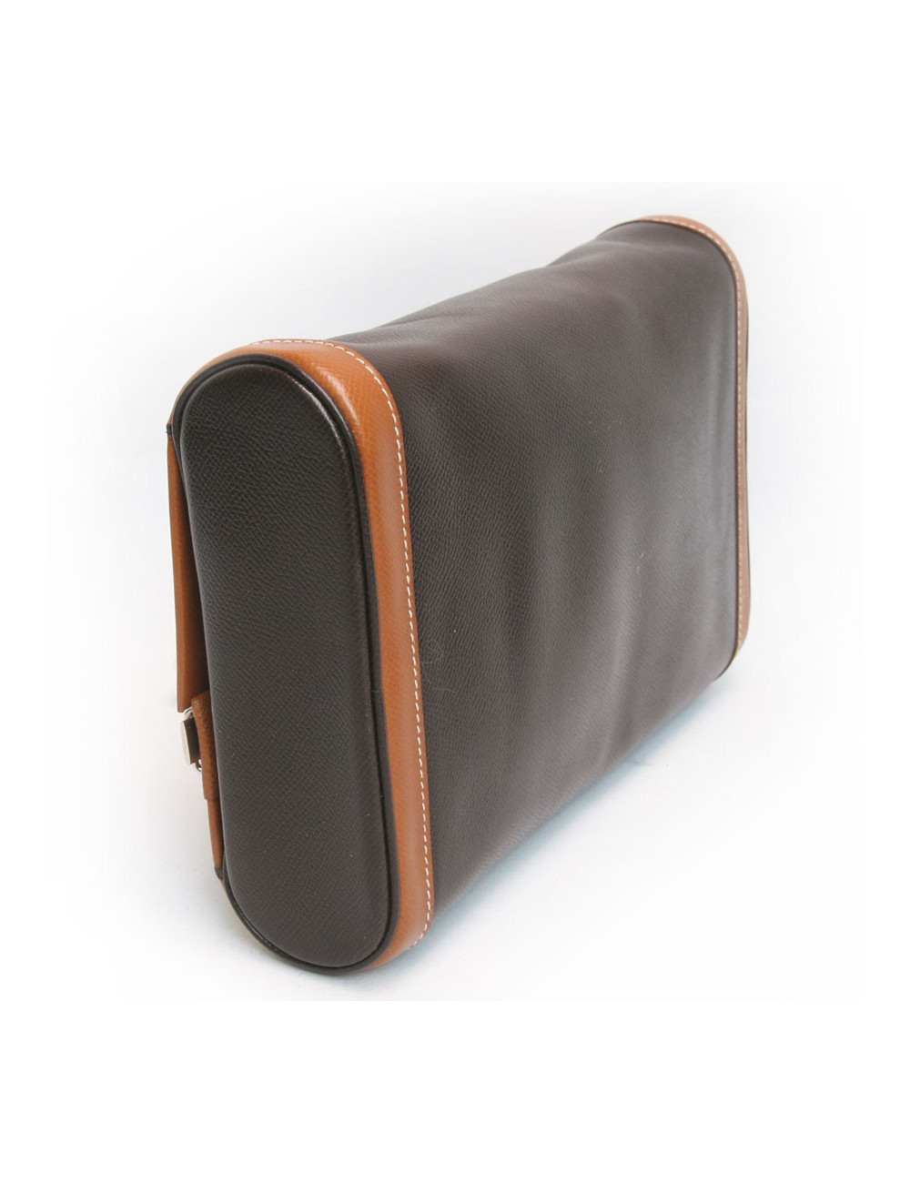 Trousse de toilette HERMES toile et cuir  marron et gold
