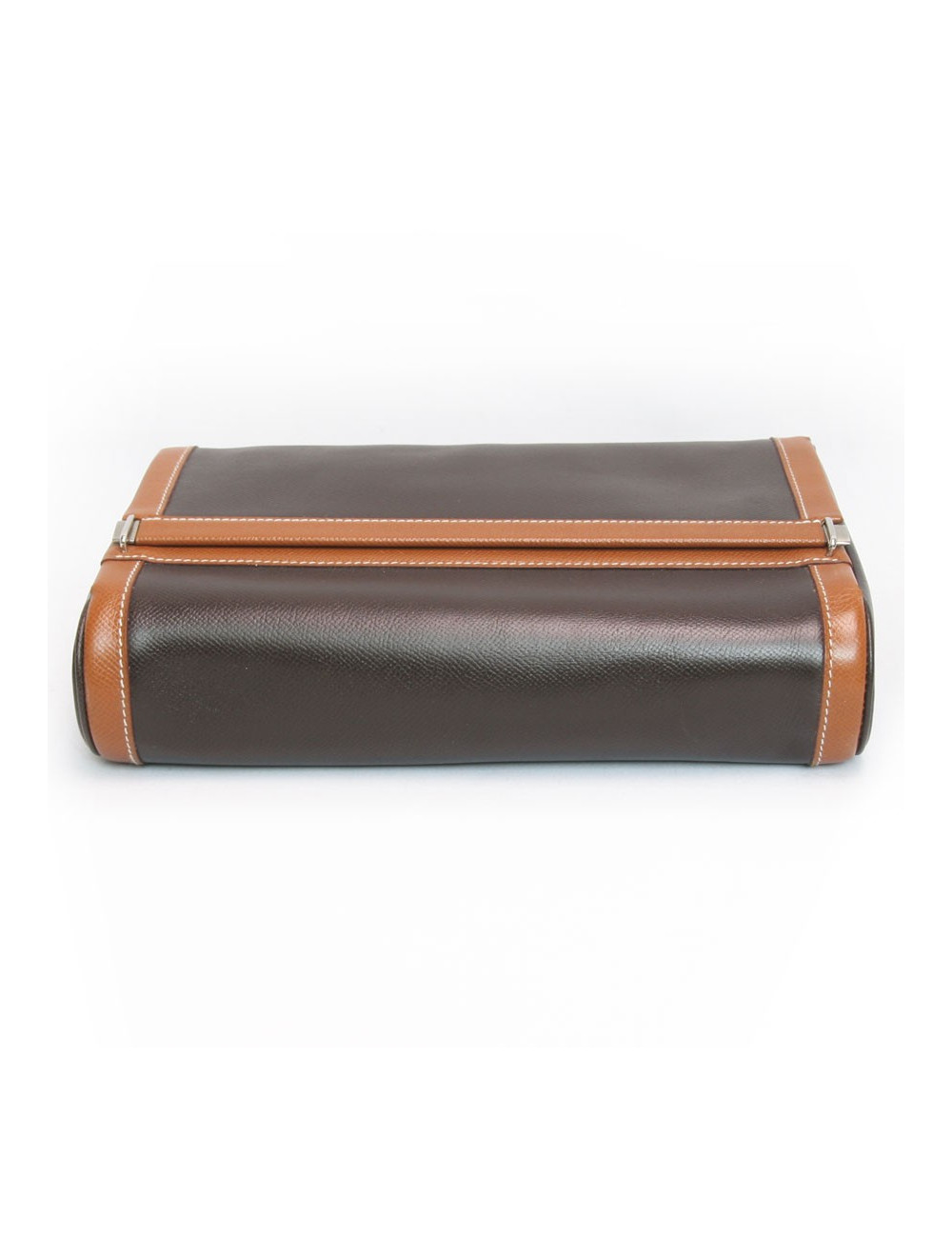 Trousse de toilette HERMES toile et cuir  marron et gold