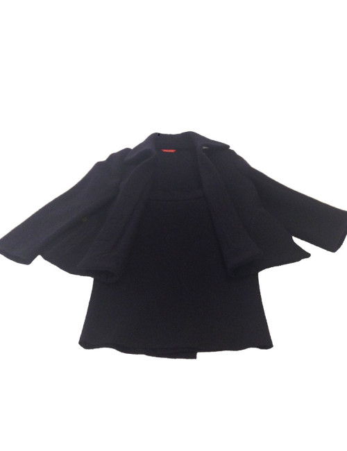 Tailleur jupe Vivienne Westwood en laine bouclée bleue marine