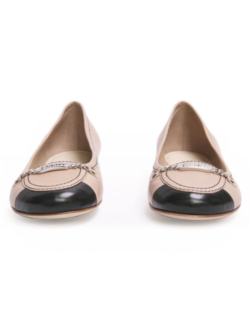 Ballerines CHANEL T 37.5 bicolores 