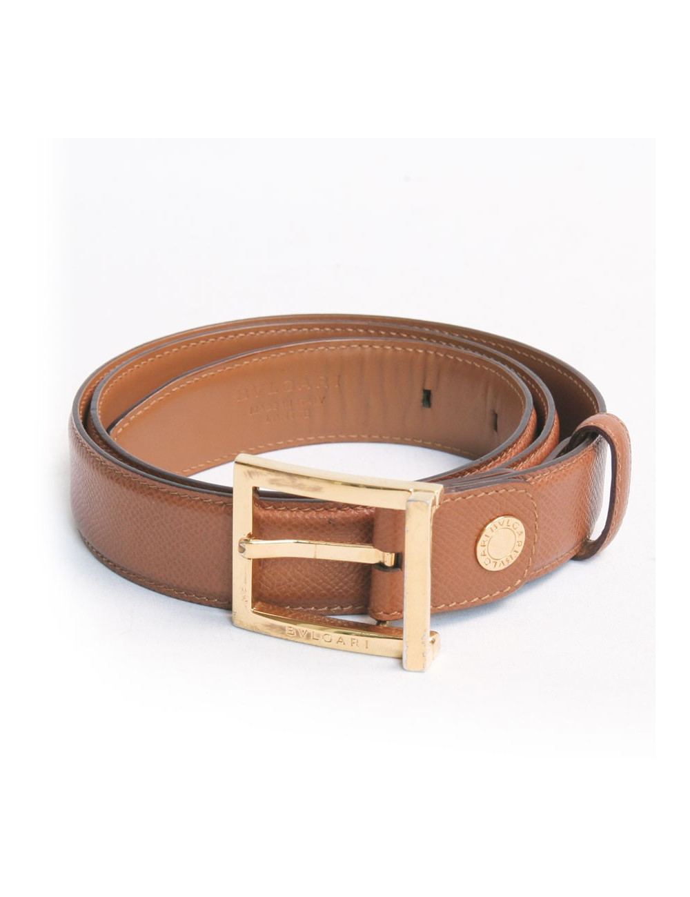 Ceinture BULGARI cuir grainé gold  homme