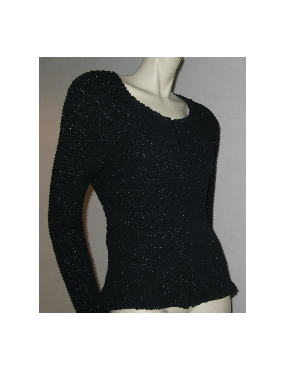 CHANEL t 42 black stretch short jacket