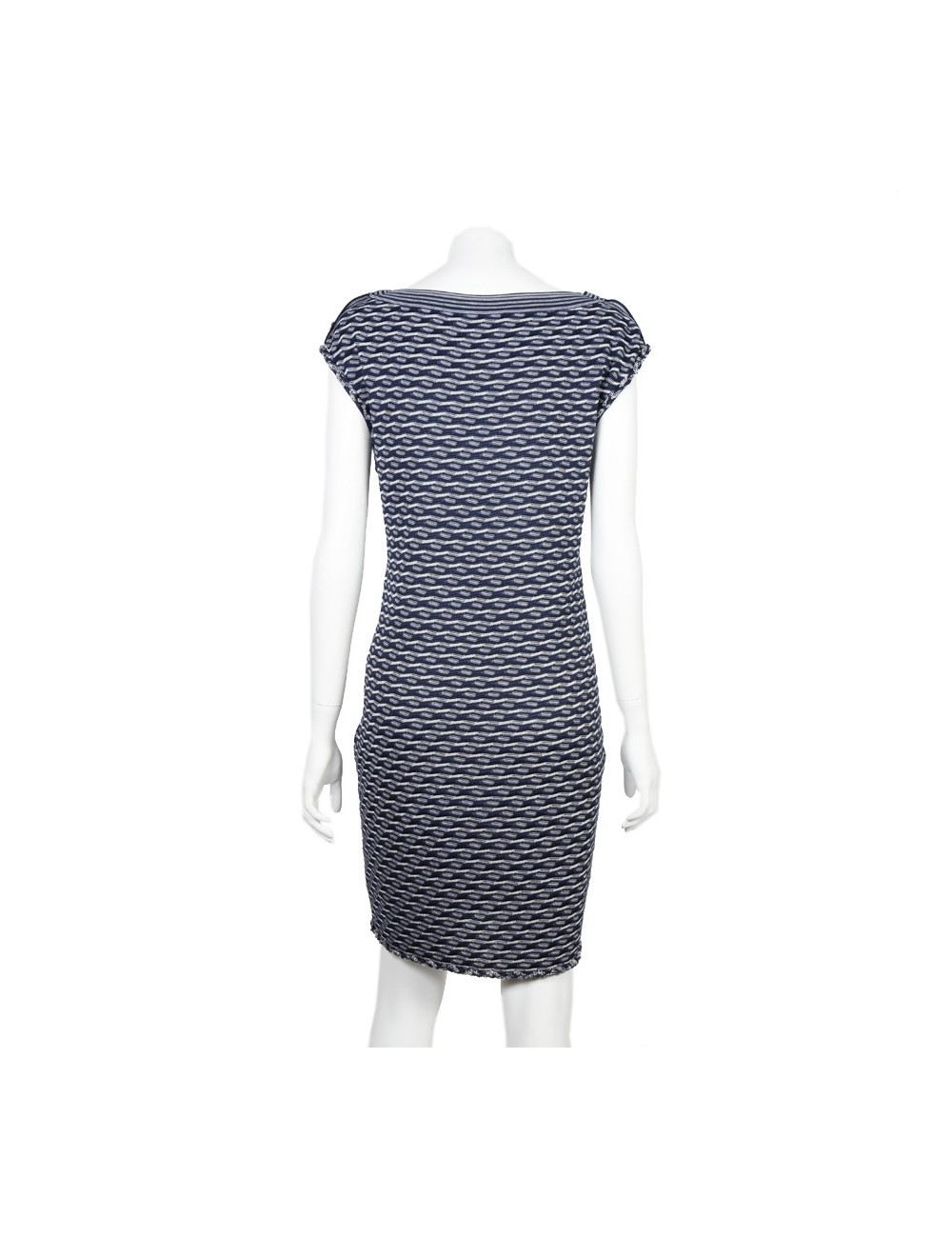 Robe CHANEL T 40 sans manches bleue et blanche