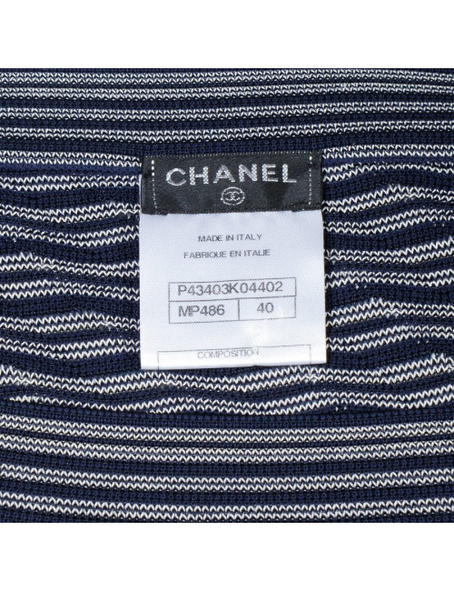 Robe CHANEL T 40 sans manches bleue et blanche