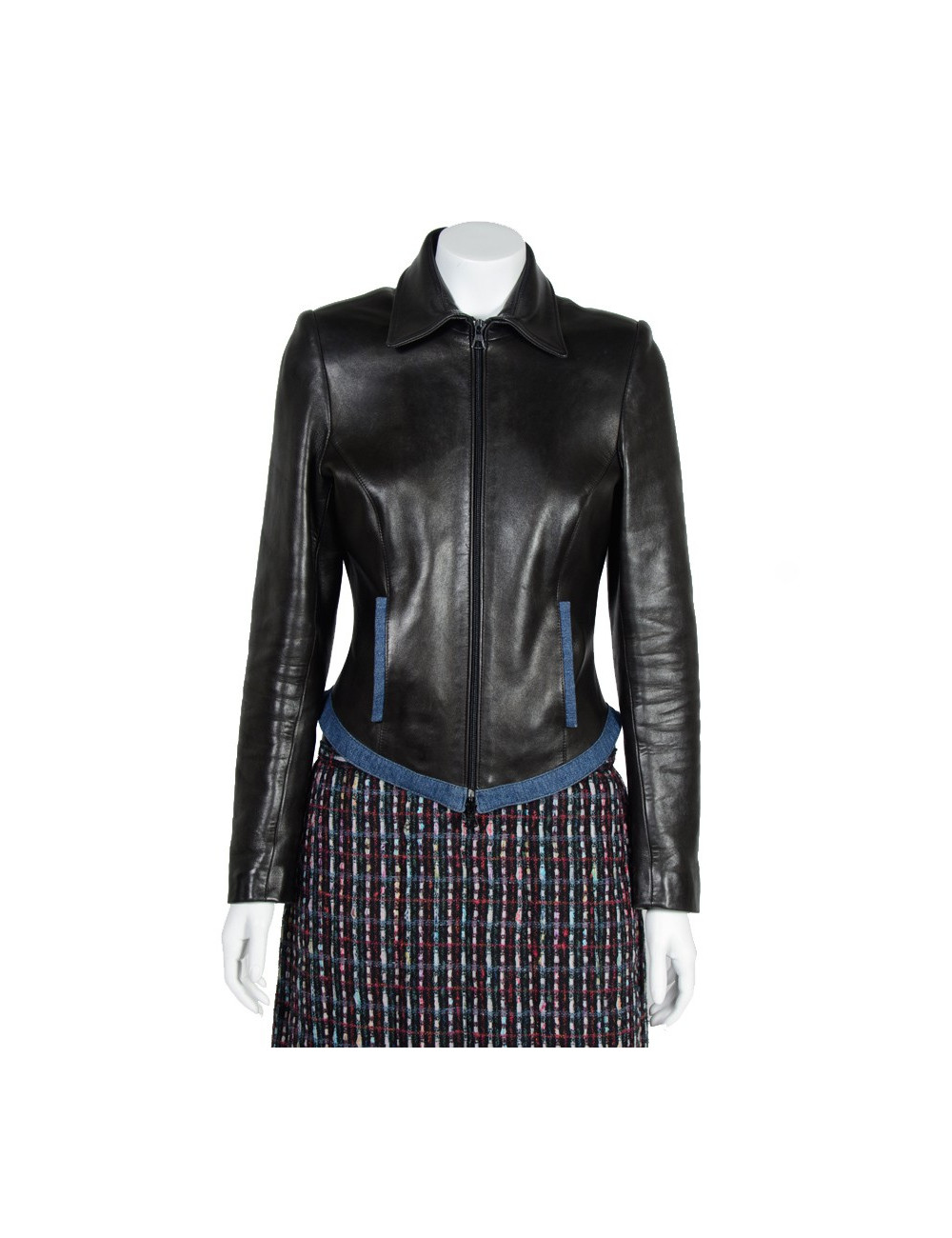 Blouson JITROIS t 38 cuir lisse noir 