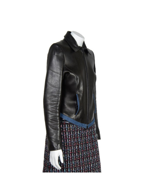 Blouson JITROIS t 38 cuir lisse noir 