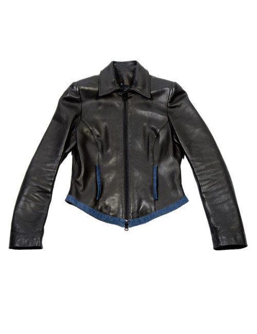 Blouson JITROIS t 38 cuir lisse noir 