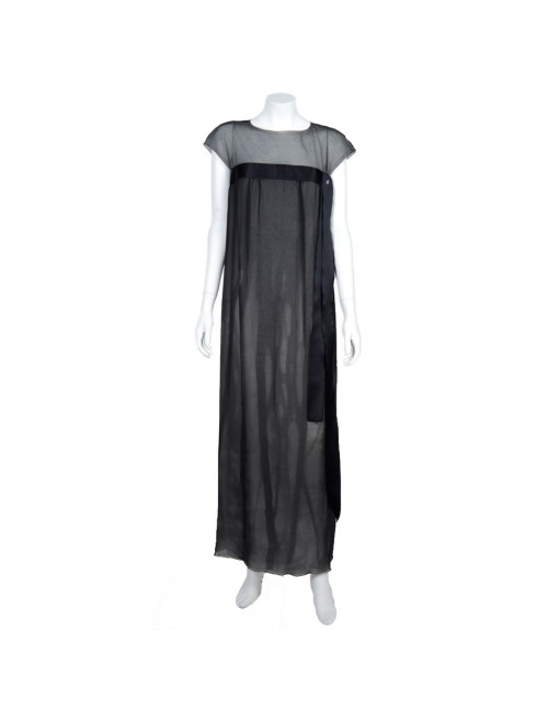 Robe longue du soir CHANEL  soie noire t38